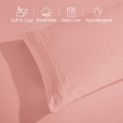 Elegant Comfort 4-Piece Bed Sheet Set - Luxury Bedding 1500 Premium Hotel Quality Microfiber, All Around Elastic 18-24 Inches Deep Fitted Sheet- Extra Deep Pocket Sheets, King, Dusty Rose