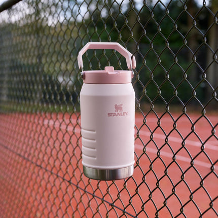 Stanley IceFlow 2.0 Jarra con popote abatible y asa de 96 oz | Tapa giratoria y popote abatible | A prueba de fugas para viajes y deportes | Acero inoxidable con aislamiento | Sin BPA | Cuarzo rosa