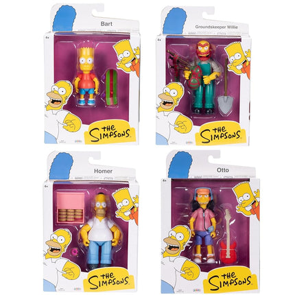Disney The Simpsons Action Figures 4-Pack 5-Inch Collectible Figures from Jakks Pacific's Wave 1 - Homer, Bart, Groundskeeper Willie, and Otto