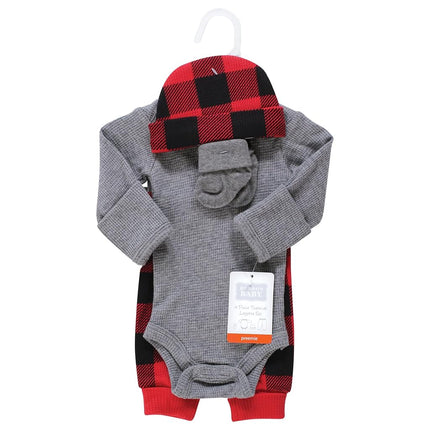 Hudson Baby Ensemble de layette unisexe pour bébé prématuré, 4 pièces, tenue à manches courtes, manches longues à carreaux de buffle, prématuré
