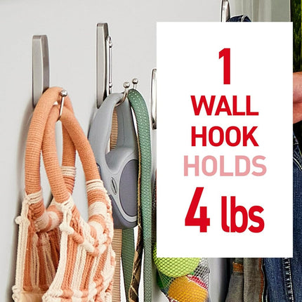 Command Large Wall Hooks, Damage-Free Hanging with Adhesive Strips, No Tools Double Hooks for Decorations in Living Spaces, 2 Satin Brass Plastic Hooks and 2 Command Strips