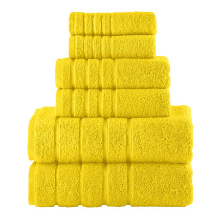 Elegant Comfort 4 Lines Viscose Stripe 6-Piece Premium Towel Set - 100% Turkish Cotton High Absorbent Luxury Bathroom Towels – Includes 2 Washcloths, 2 Hand Towels and 2 Bath Towels Set, Yellow