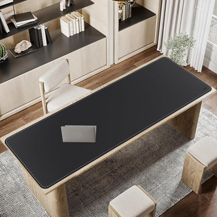 VYAAA Leather Desk Mat,180×60cm Large Mouse Pad, Desktop Protector for Desk, Multifunctional Keyboard Mouse Pad for Home or Office (Black)