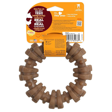 Nylabone Strong Chew Ring Dog Chew Toy Made with Real Beef & Chicken