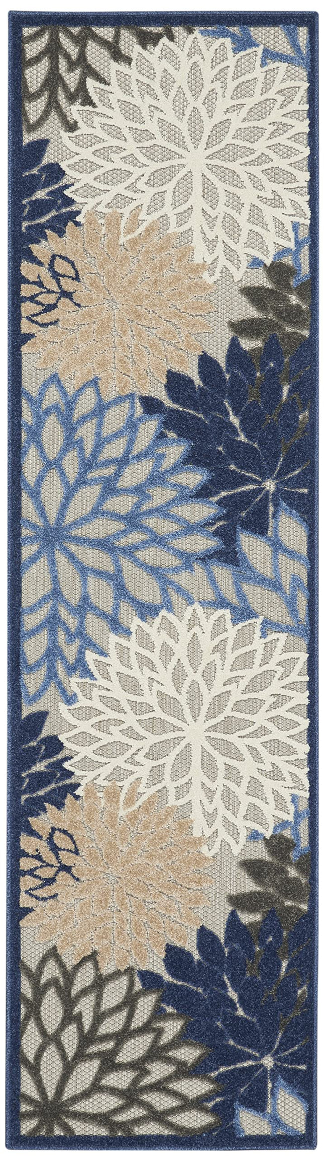 Nourison ALH05 Aloha Indoor/Outdoor Floral 2'3" x 8' Area Rug (8' Runner), 2'3"X 8', Blue/Multicolor