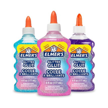 Elmer's Glitter Liquid Glue, Blue, Pink, Purple 3 