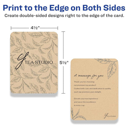 Avery Printable Rectangle Rounded Corner Postcards with Sure Feed Technology, 4.25" x 5.5", Kraft Brown Cardstock, Print-to-the-Edge, Laser/Inkjet Cards, 100 Total
