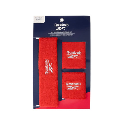 Juego de 3 Bandas Deportivas Unisex - Cinta de Cabeza de 5.7cm y Muñequeras de 8.2cm con Tecnología Stay Dry, Tela de Rizo que Absorbe la Humedad | Accesorios de Fitness de Calidad para un Confort Activo-Reebok