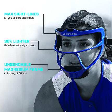 Masque de protection CHAMPRO Rampage Fastpitch Softball ultra léger pour joueur de champ