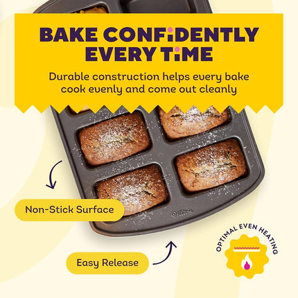 Wilton Gold Premium Non-Stick Warp-Resistant Bakeware, Made Without PFAs, Mini Loaf Pan, 8-Cavity, 15 x 10 x 1.5 in, Packaging May Vary