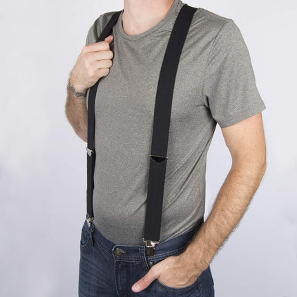 Tirantes ajustables Dickies para hombre de 1 1/2 pulgada, sólidos, con clip recto y espalda en X, Negro, Mediano