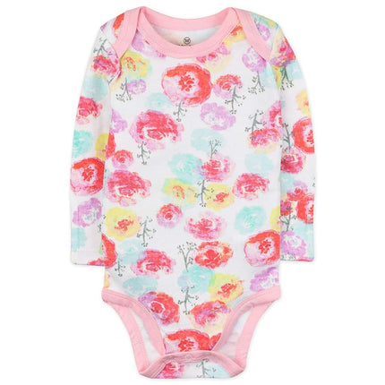 HonestBaby Boys and Girls 5-Pack Organic Cotton Long Sleeve Bodysuits - pink - 12 Months