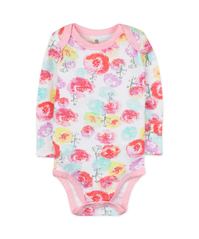 HonestBaby Boys and Girls 5-Pack Organic Cotton Long Sleeve Bodysuits - pink - 12 Months