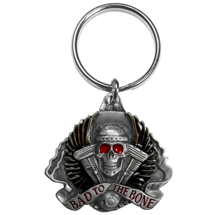 Siskiyou Automotive KRM7E Metal Key Chain Bad to The Bone Motorcycle Enameled Details