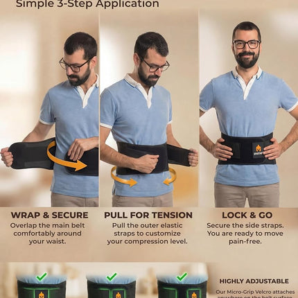 Back Brace by Sparthos - Immediate Relief for Back Pain, Herniated Disc, Sciatica, Scoliosis and More! - Breathable Mesh Design with Lumbar Pad - Adjustable Support Straps - Lower Back Belt [L]