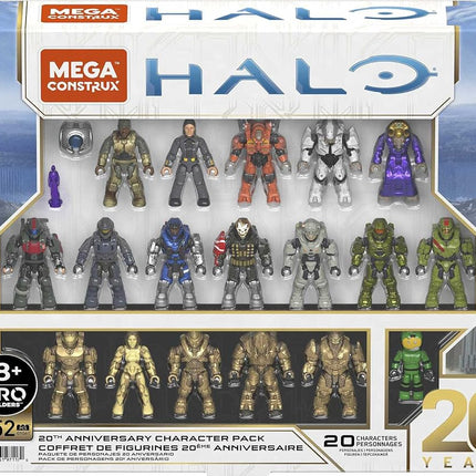 Mega HALO Pack de personnages 20e anniversaire HALO Infinite Ensemble de construction, jouets de construction pour garçons [Exclusivité Amazon]