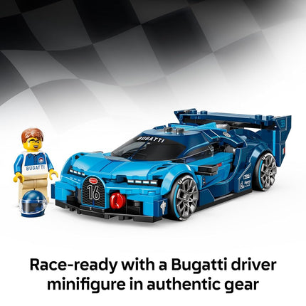 LEGO Speed Champions Bugatti Vision GT Hyper Sports Car Toy - Model Kit w/a Collectible Driver Minifigure - Gaming Gift Idea for 9+ Year Old Boys & Motorsport Fans - 77253