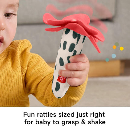 Fisher-Price Baby Toys Planet Friends Shake ‘n Rattle Busy Bee Sensory Plush 2-Piece Set for Newborns Ages 3+ Months, HYR56