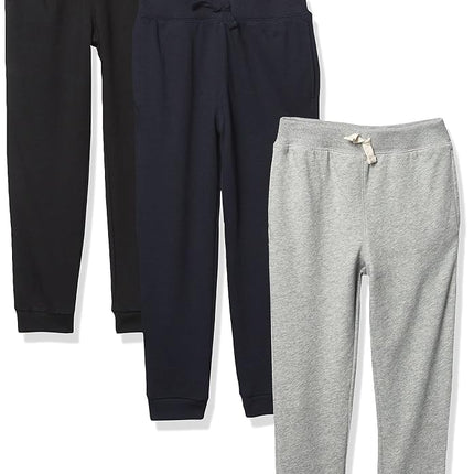 The Children's Place,Pantalon jogger de felpa francesa para niños pequeños, paquete de 3, varios colores, 2T, Negro/Azul marino/Gris jaspeado, paquete de 3, 2T