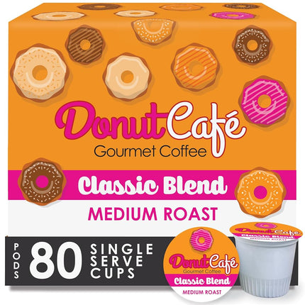 Cápsulas de café de una sola porción Donut Café para cafeteras Keurig K Cup, mezcla clásica, tueste medio, 80 unidades