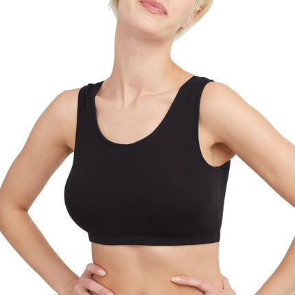 Hanes Women's Pack, Cotton Scoopneck Bralette, Low-Impact Sports Bra, 3-Pack, Opaque, Black/Concrete Heather/White, L (Pack of 3)