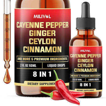 8in1 Cayenne Pepper Liquid Drops with Ginger, Ceyl