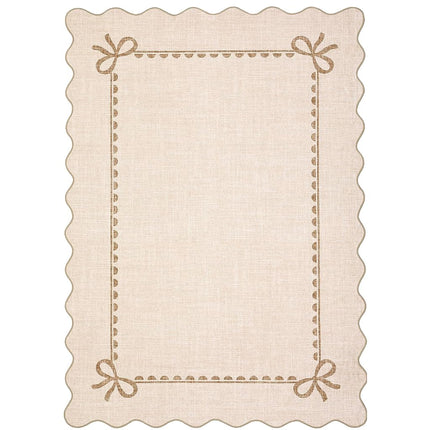 GarveeHome Scalloped Bow Rug 3x5 Washable Beige Rug for Bedroom Living Room