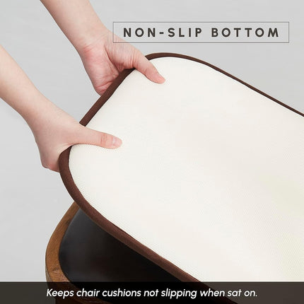 Elegant Comfort 4 Pack Chair Cushion Covers - Skid-Proof Rubber Backing - 16 x 16 Inch - Thick Dining Square Shape Seat Covers - Comfortable Textured Chair Pads with Ties - Honeycomb Pattern, Brown