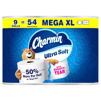 Charmin Ultra Soft Toilet Paper, 9 Mega XL Rolls =