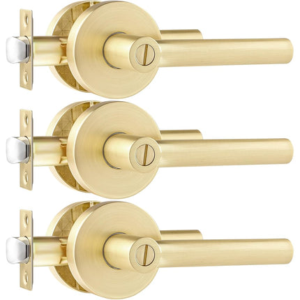 Leydebong 3 Pack Round Door Lever Privacy Door Loc