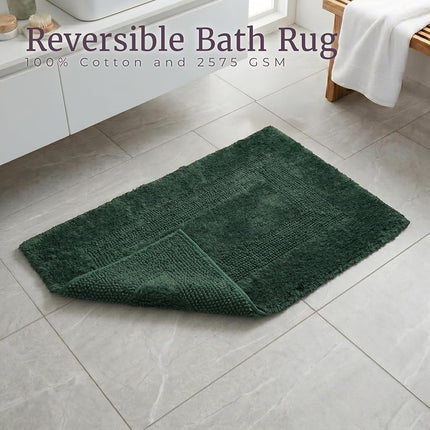 Bedford Home 100 Percent Cotton 2 Piece Reversible Rug Set - Green