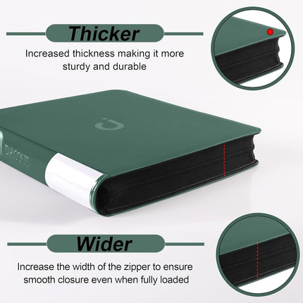 Premium 2000 Pocket Card Binder - 20 Pocket Trading Card Binder with Sleeves Fits 2000 Cards, Ringless Card Album for TCG - Model A，Blackish Green