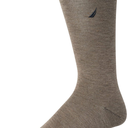 Calcetines de vestir para hombre Nautica - Calcetines estampados (paquete de 10), Talla de calzado: 6-12.5, Marrón jaspeado