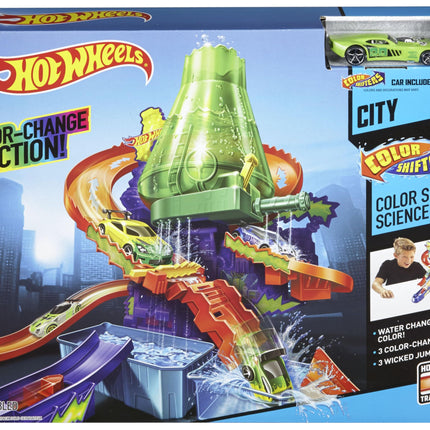 Mattel Hot Wheels Colour Shifter CCP76 Pista de juego de laboratorio, Coches de juguete