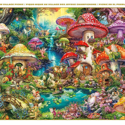 Buffalo Games - Gold - Aimee Stewart - Merry Mushroom Village Picnic - 500 Piece Jigsaw Puzzle for Adults - Challenging Puzzle Perfect for Game Nights