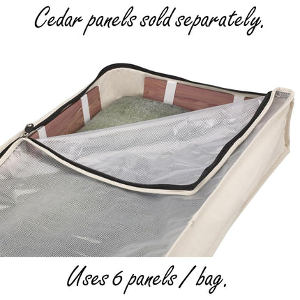 Household Essentials Cedarline Under Bed Storage Bag, Heavy-Duty Cotton Canvas, Textured PEVA Top with Durable 3-Sided Zipper, Front Handles, Foldable, Space-Saving, Natural