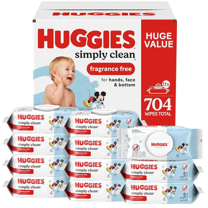 Huggies Simply Clean Unscented Baby Wipes, 11 Flip