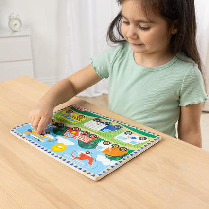 Melissa & Doug - 1874 - Jigsaw Puzzle - Installation - Vehicles, White.,OSFA