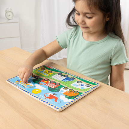 Melissa & Doug - 1874 - Rompecabezas - Instalación - Vehículos, Blanco.,Talla única
