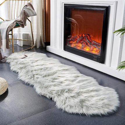EasyJoy Soft Faux Sheepskin Fur Chair Couch Cover Area Rug for Bedroom Floor Sofa Living Room (2 x 6 ft Sheepskin, Light Grey)