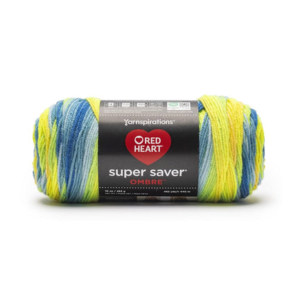 Red Heart Super Saver Ombre Electric Yarn - 2 Pack of 283g/10oz - 100% Acrylic - #4 Worsted (Medium) - 482 Yards - Knitting/Crochet