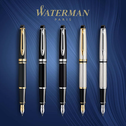 Waterman Expert Fountain Pen | Gloss Black with 23k Gold Trim | Medium Nib | Gift Box