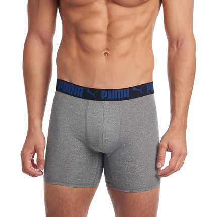 PUMA Men's 3 Pack Athletic Fit Boxer Briefs, Star Sapphire, M