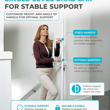 Able Life Universal Floor to Ceiling Grab Bar, Elderly Tension Mounted Transfer Pole, Bathroom Safety Grab Bar and Support Rail with Assist Handle (Eligible for VAT Relief in the UK)