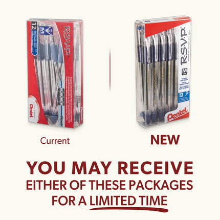 Pentel Bolígrafo RSVP, Trazo Mediano, 12 Bolígrafos de Tinta Azul (BK91PC12C) de Pentel