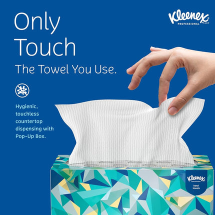 Kleenex 01701CT Hand Towels, POP-UP Box, Cloth, 9 x 10 1/2, 120 Per Box (Case of 18)