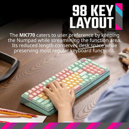 Cooler Master MK770 Macaron Clavier de Jeu Mécanique sans Fil RVB, Commutateurs Kailh Box V2 Blancs, Structure de Joint, Échangeable à Chaud, Bluetooth|2.4GHz, Molette Tactile de 3