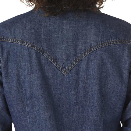 Wrangler Women's Retro Long Sleeve Western Snap Shirt, Dark Denim, M