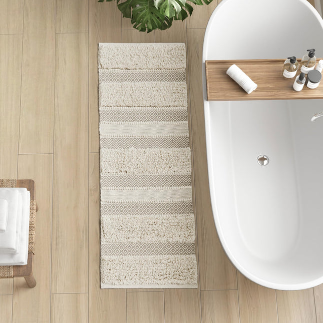 INK+IVY Bath Rug Hand-Woven Texture Shaggy Striped