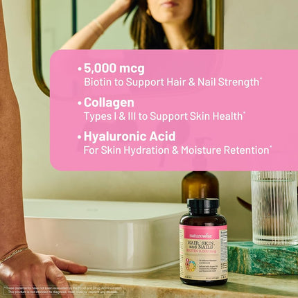 NatureWise Hair Skin and Nails Vitamin, Biotin 5000mcg w/Hyaluronic Acid, Collagen for Women with C, B Complex, D3, A, E, Iron - Non-GMO, Gluten Free - 150 Softgels[50-Day Supply]